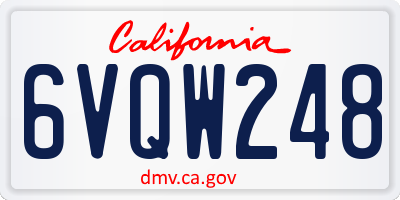 CA license plate 6VQW248