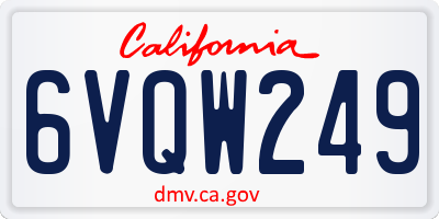 CA license plate 6VQW249