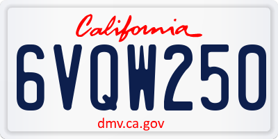 CA license plate 6VQW250