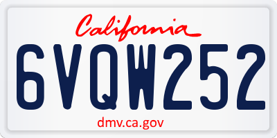 CA license plate 6VQW252