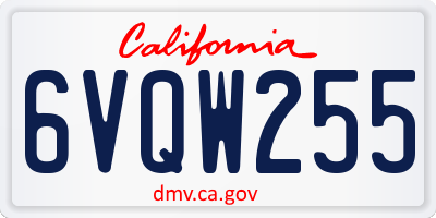 CA license plate 6VQW255