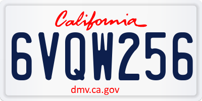 CA license plate 6VQW256