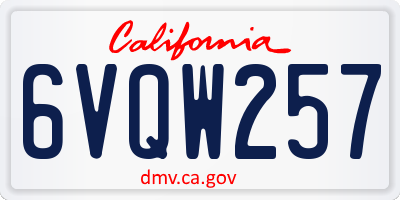 CA license plate 6VQW257
