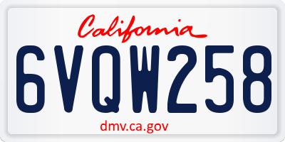 CA license plate 6VQW258