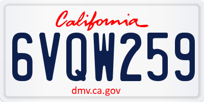 CA license plate 6VQW259