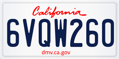 CA license plate 6VQW260