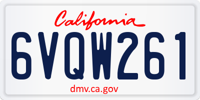 CA license plate 6VQW261