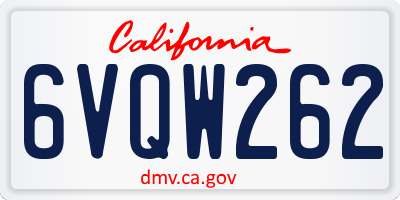 CA license plate 6VQW262