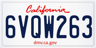 CA license plate 6VQW263