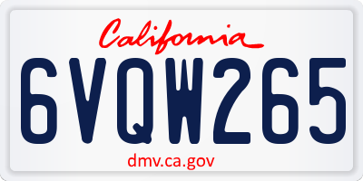 CA license plate 6VQW265