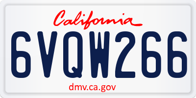 CA license plate 6VQW266
