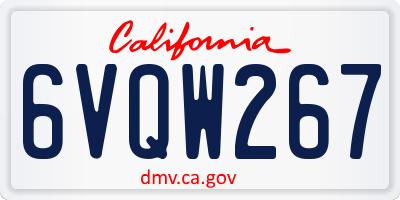 CA license plate 6VQW267