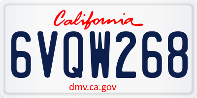 CA license plate 6VQW268