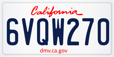 CA license plate 6VQW270