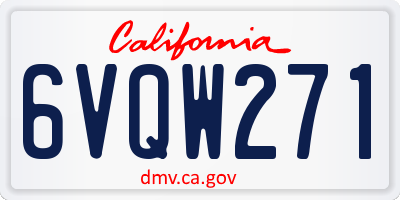 CA license plate 6VQW271