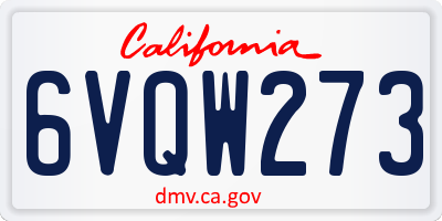 CA license plate 6VQW273