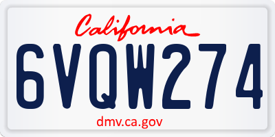 CA license plate 6VQW274