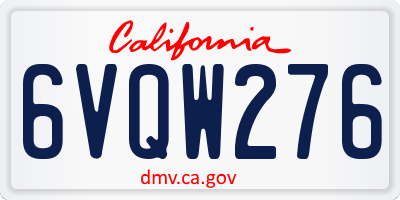 CA license plate 6VQW276