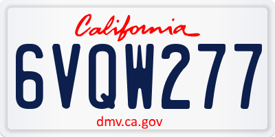 CA license plate 6VQW277