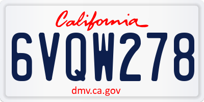 CA license plate 6VQW278