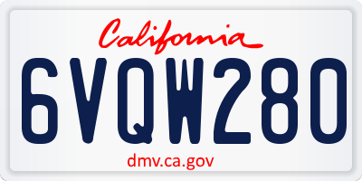 CA license plate 6VQW280