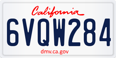 CA license plate 6VQW284