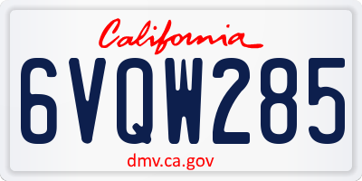 CA license plate 6VQW285