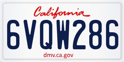 CA license plate 6VQW286
