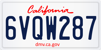 CA license plate 6VQW287
