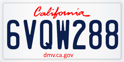 CA license plate 6VQW288