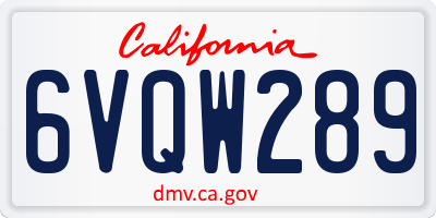 CA license plate 6VQW289