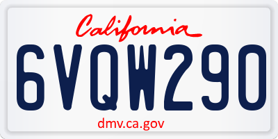CA license plate 6VQW290