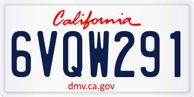 CA license plate 6VQW291