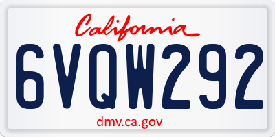 CA license plate 6VQW292