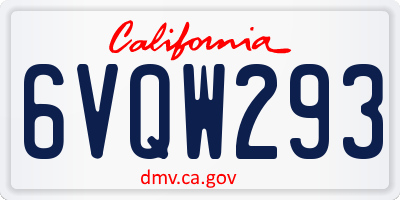 CA license plate 6VQW293