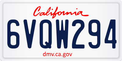 CA license plate 6VQW294
