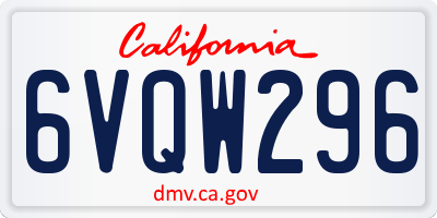 CA license plate 6VQW296