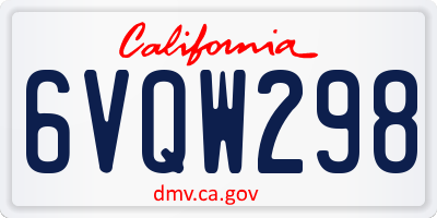 CA license plate 6VQW298