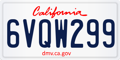 CA license plate 6VQW299