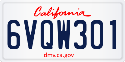 CA license plate 6VQW301