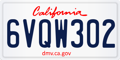 CA license plate 6VQW302