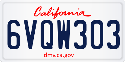 CA license plate 6VQW303