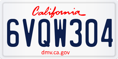 CA license plate 6VQW304