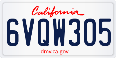 CA license plate 6VQW305