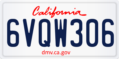 CA license plate 6VQW306