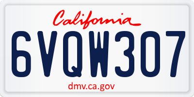 CA license plate 6VQW307