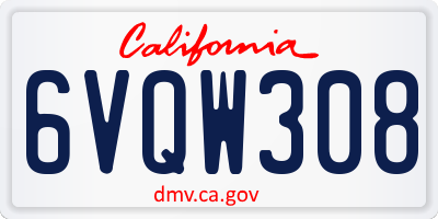 CA license plate 6VQW308