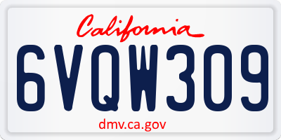CA license plate 6VQW309