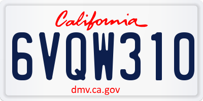 CA license plate 6VQW310