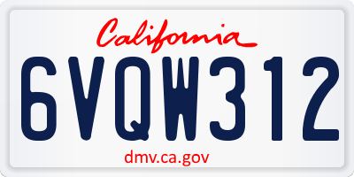 CA license plate 6VQW312